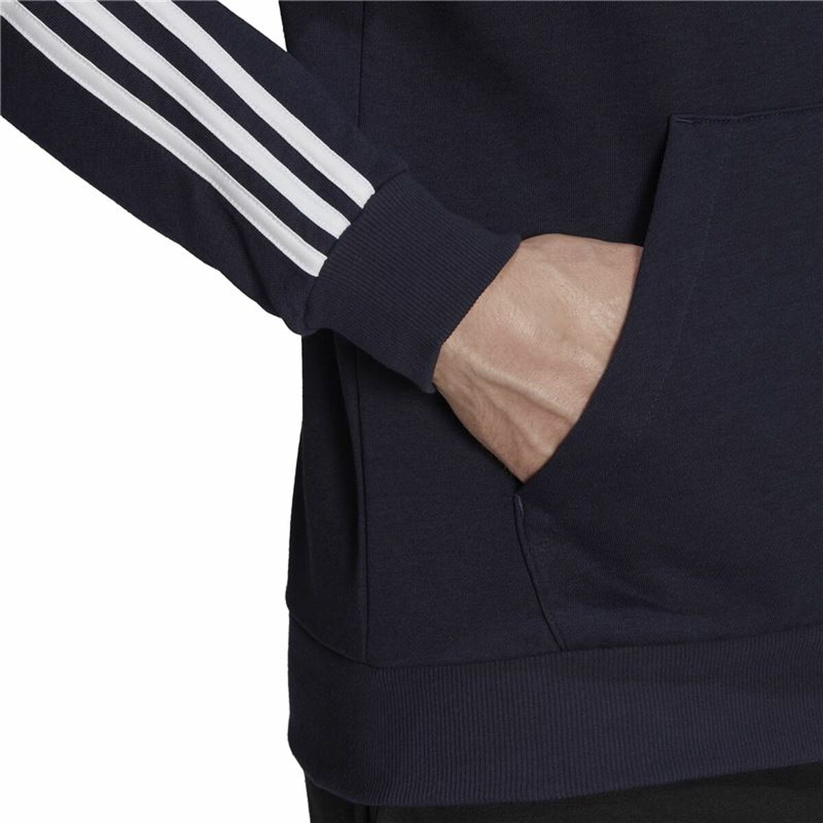 Felpa con Cappuccio Uomo Adidas Essentials 3 Stripes Blu Marino Taglia:S - Image 5