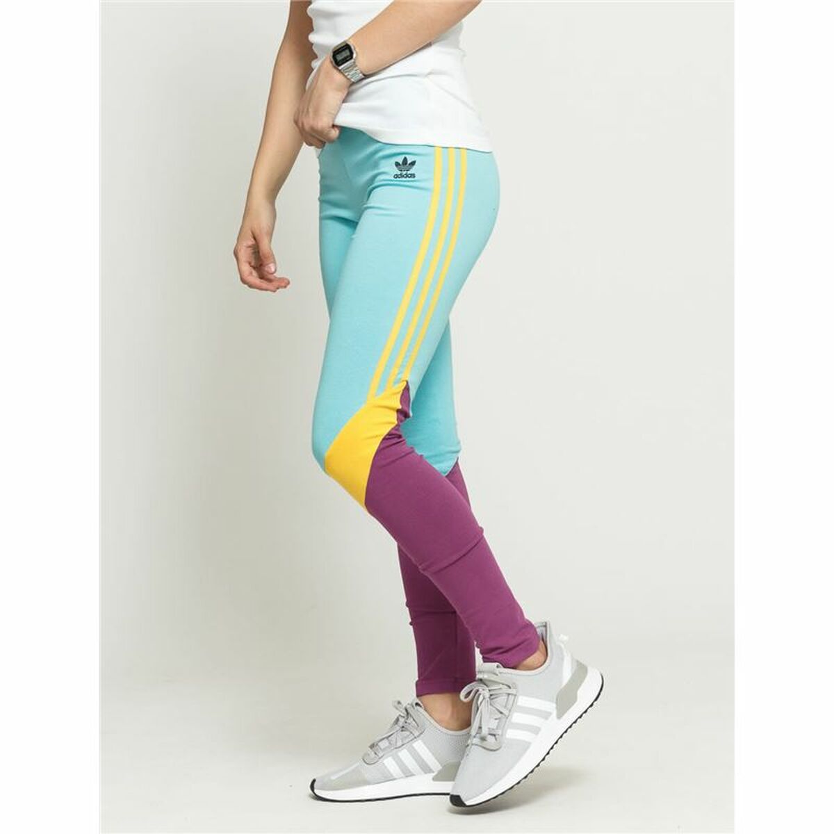 Leggings Sportivo da Donna Adidas  High-Waisted Acquamarina Taglia:34