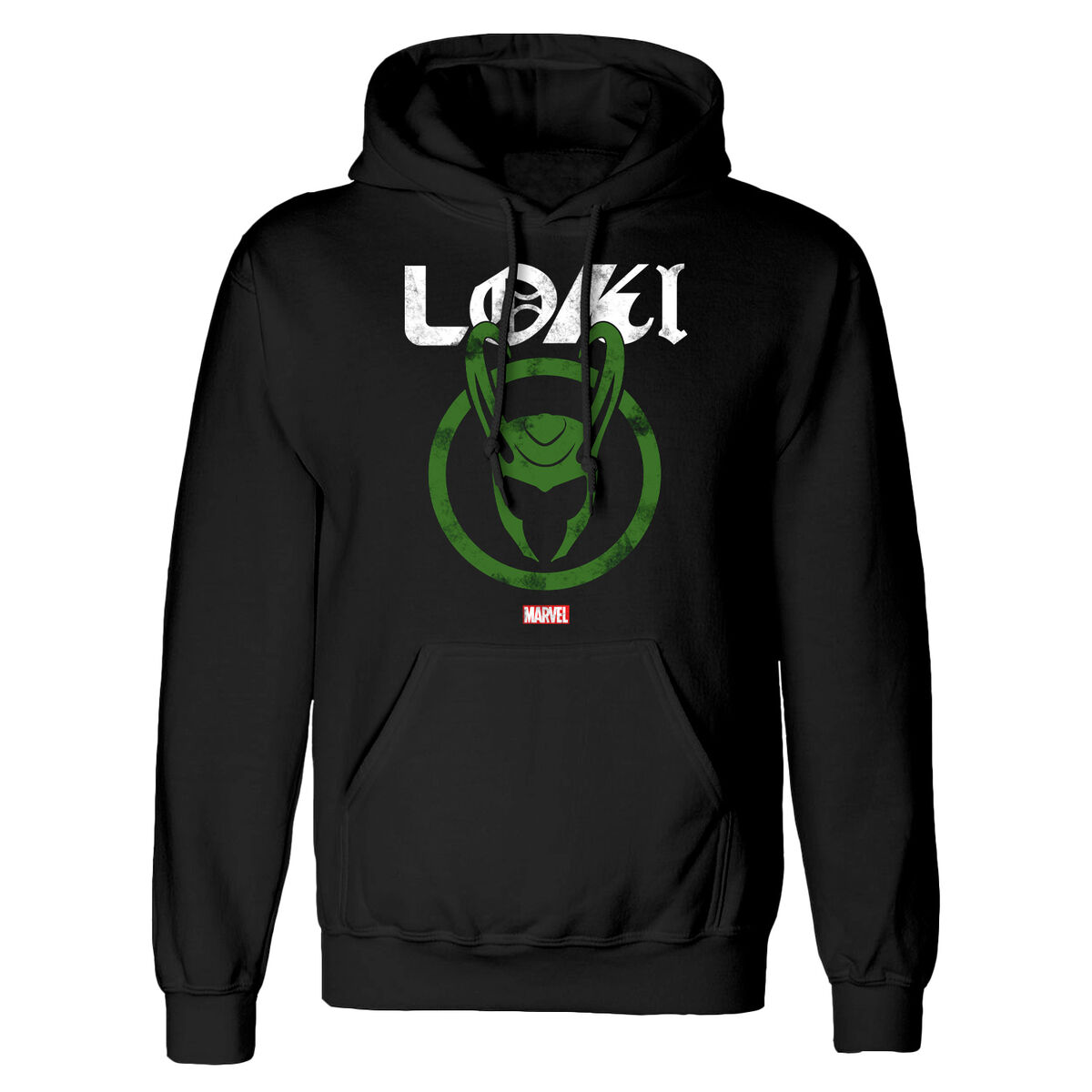 Felpa con Cappuccio Unisex Marvel Distressed Logo Nero Taglia:XL