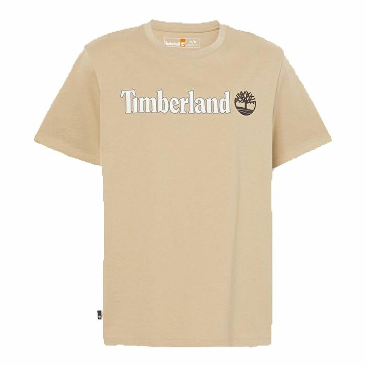 Maglia a Maniche Corte Uomo Timberland Kennebec River Linear Logo Marrone Chiaro Taglia:M