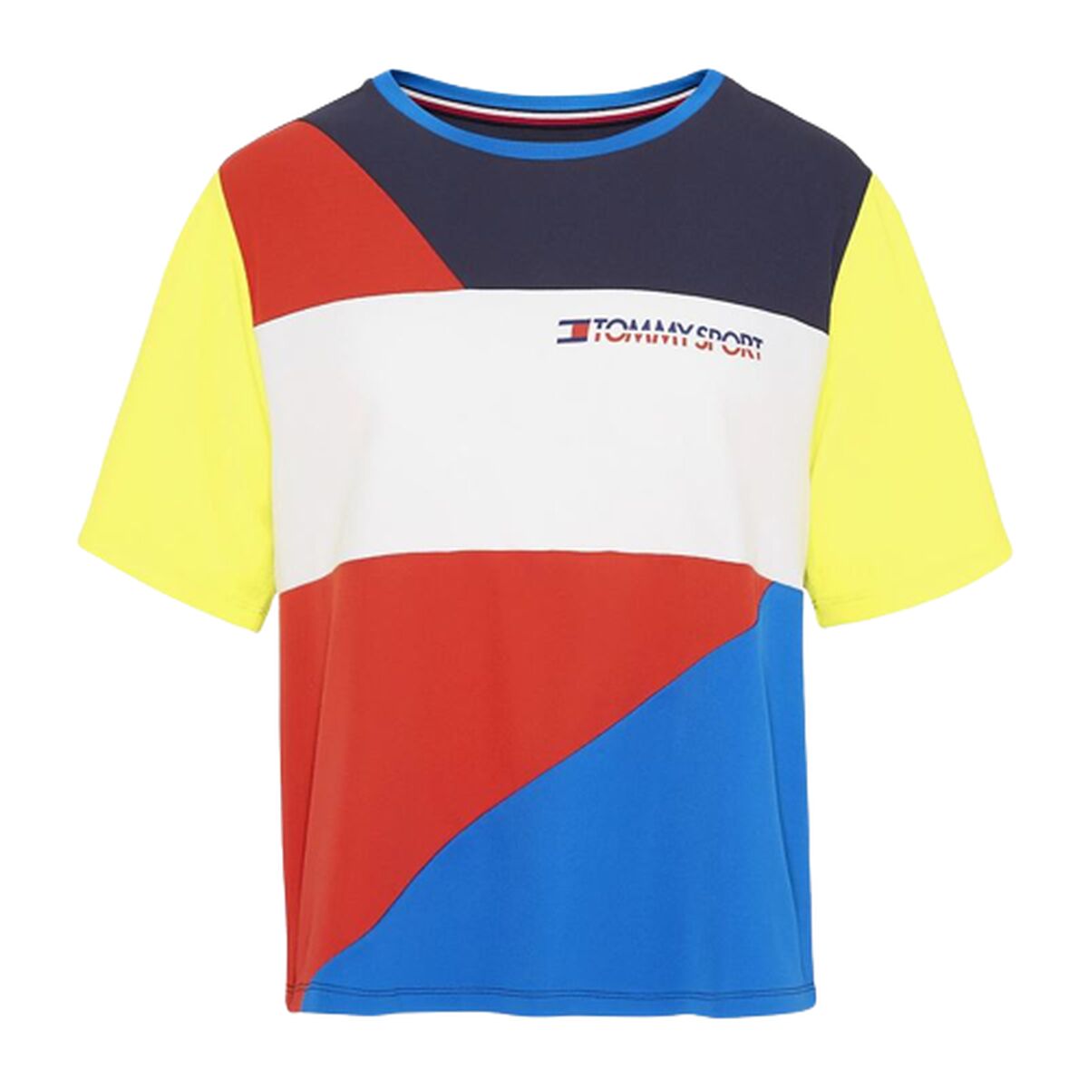 Maglia a Maniche Corte Donna Tommy Hilfiger Colour-Blocked Azzurro Taglia:S