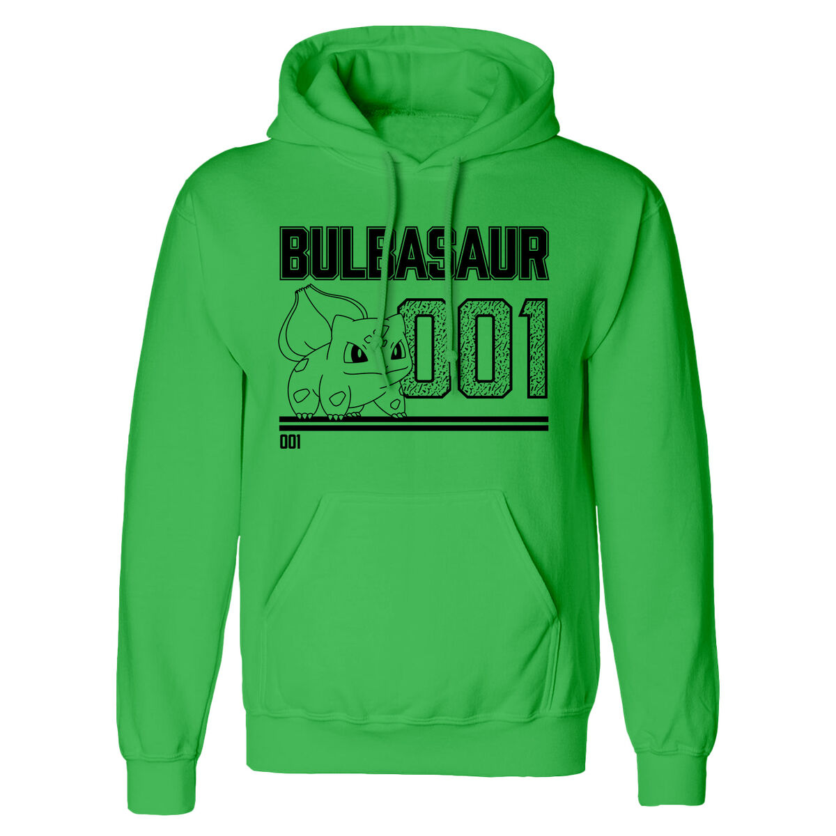 Felpa con Cappuccio Unisex Pokémon Bulbasaur Line Art Verde Taglia:XXL
