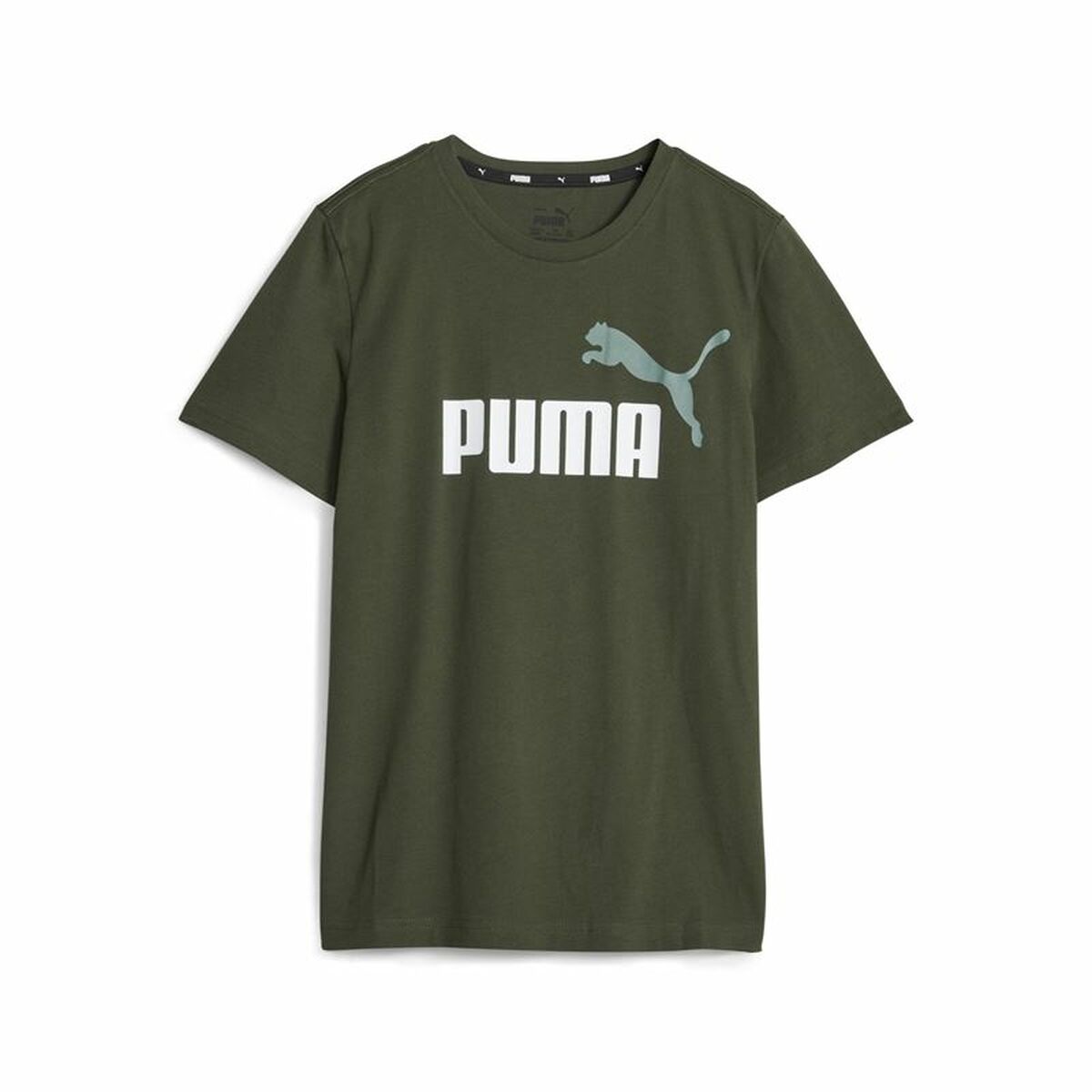 Maglia a Maniche Corte per Bambini Puma Ess+ 2 Col Logo Verde scuro Taglia:13-14 Anni