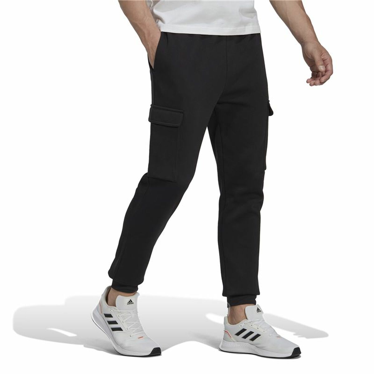 Pantalone Lungo Sportivo Adidas Essentials Fleece Nero Uomo Taglia:S - Image 4