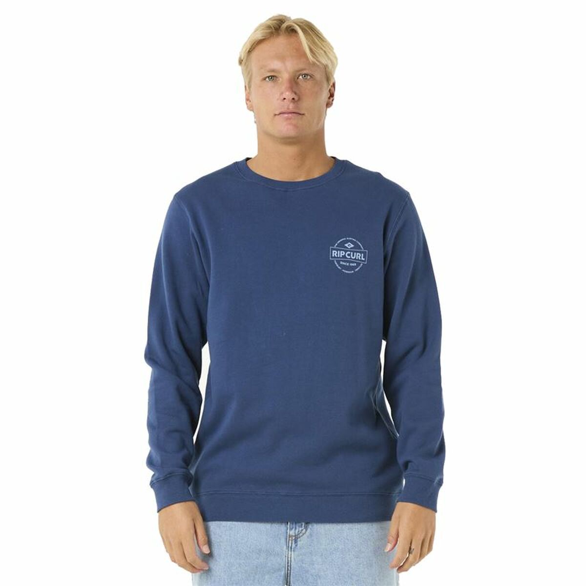 Felpa senza Cappuccio Uomo Rip Curl Stapler Crew Azzurro Taglia:M