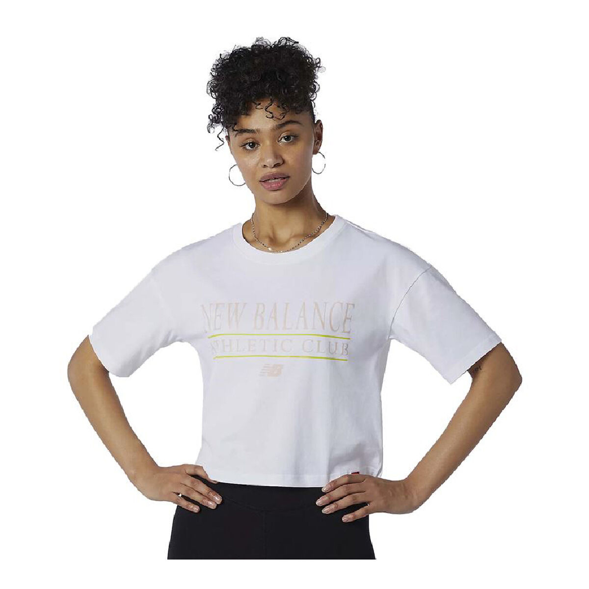 Maglia a Maniche Corte Donna New Balance Essentials Athletic Club Boxy Bianco Taglia:M
