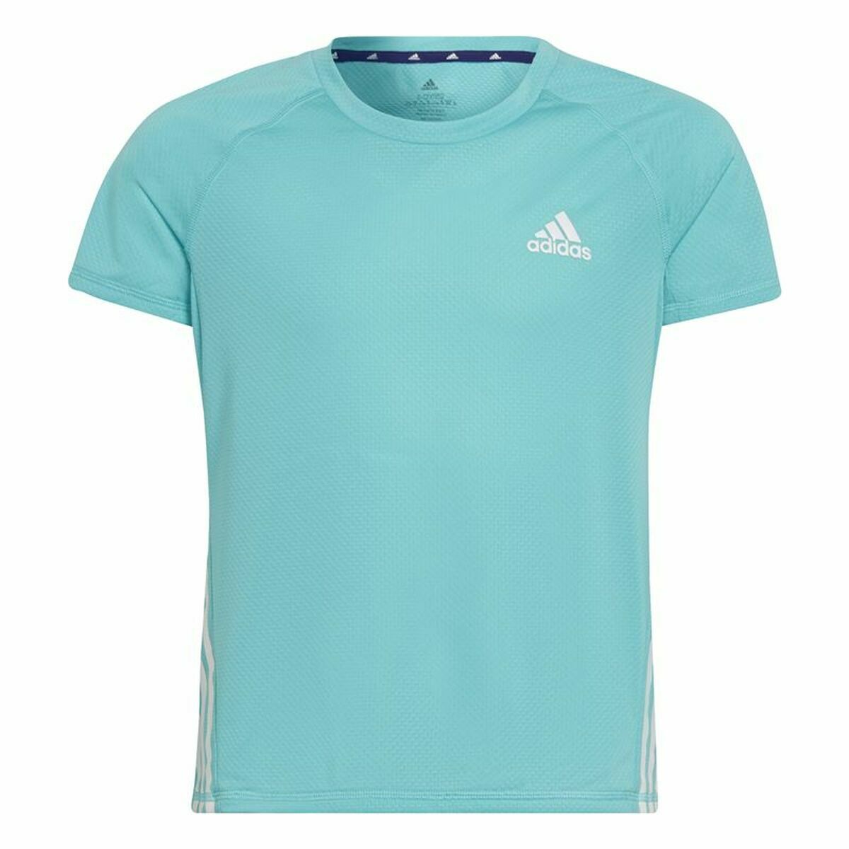 Maglia a Maniche Corte per Bambini Adidas Aeroready Three Stripes Acquamarina Taglia:14-15 Anni