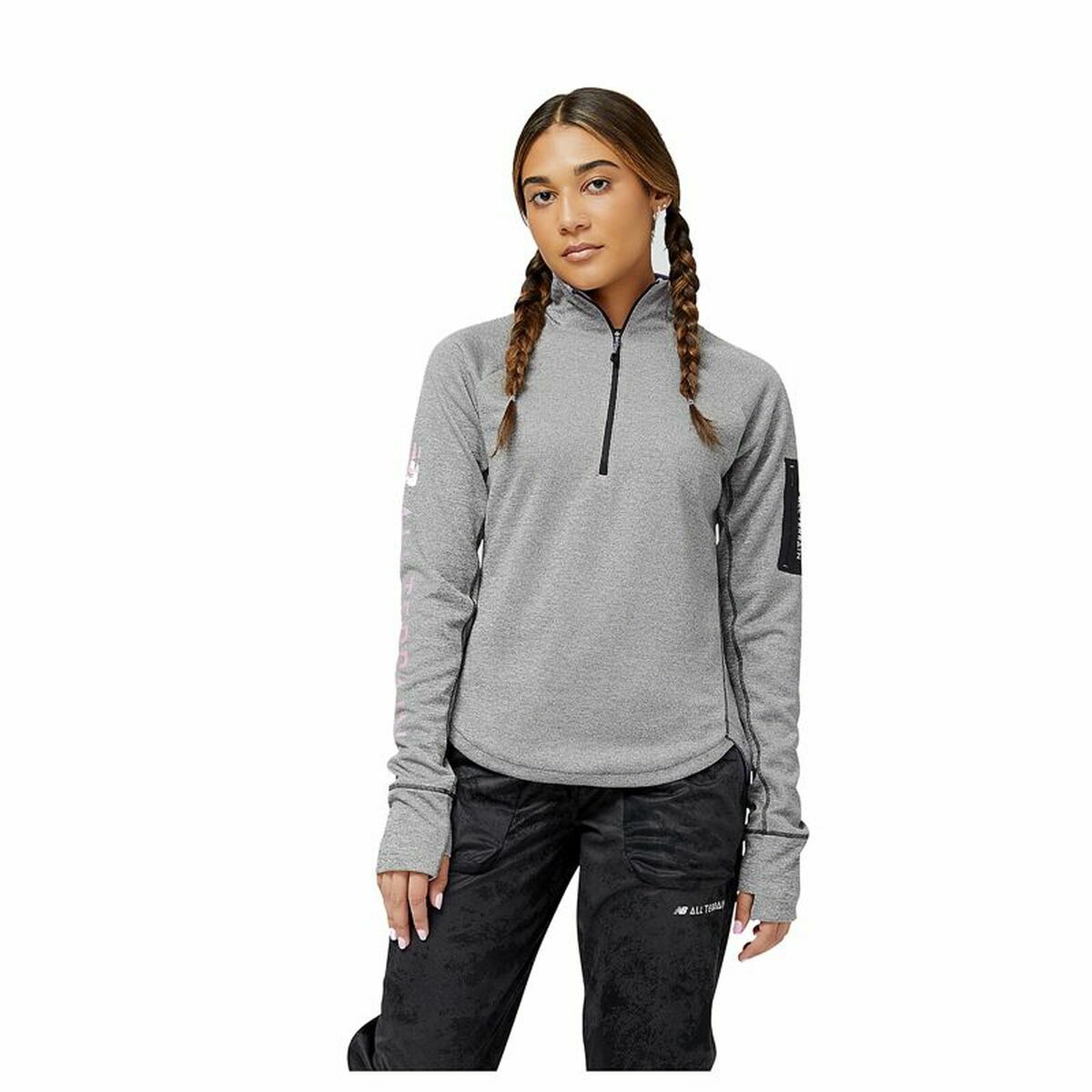 Felpa senza Cappuccio Donna New Balance Impact Run AT Grigio Taglia:S
