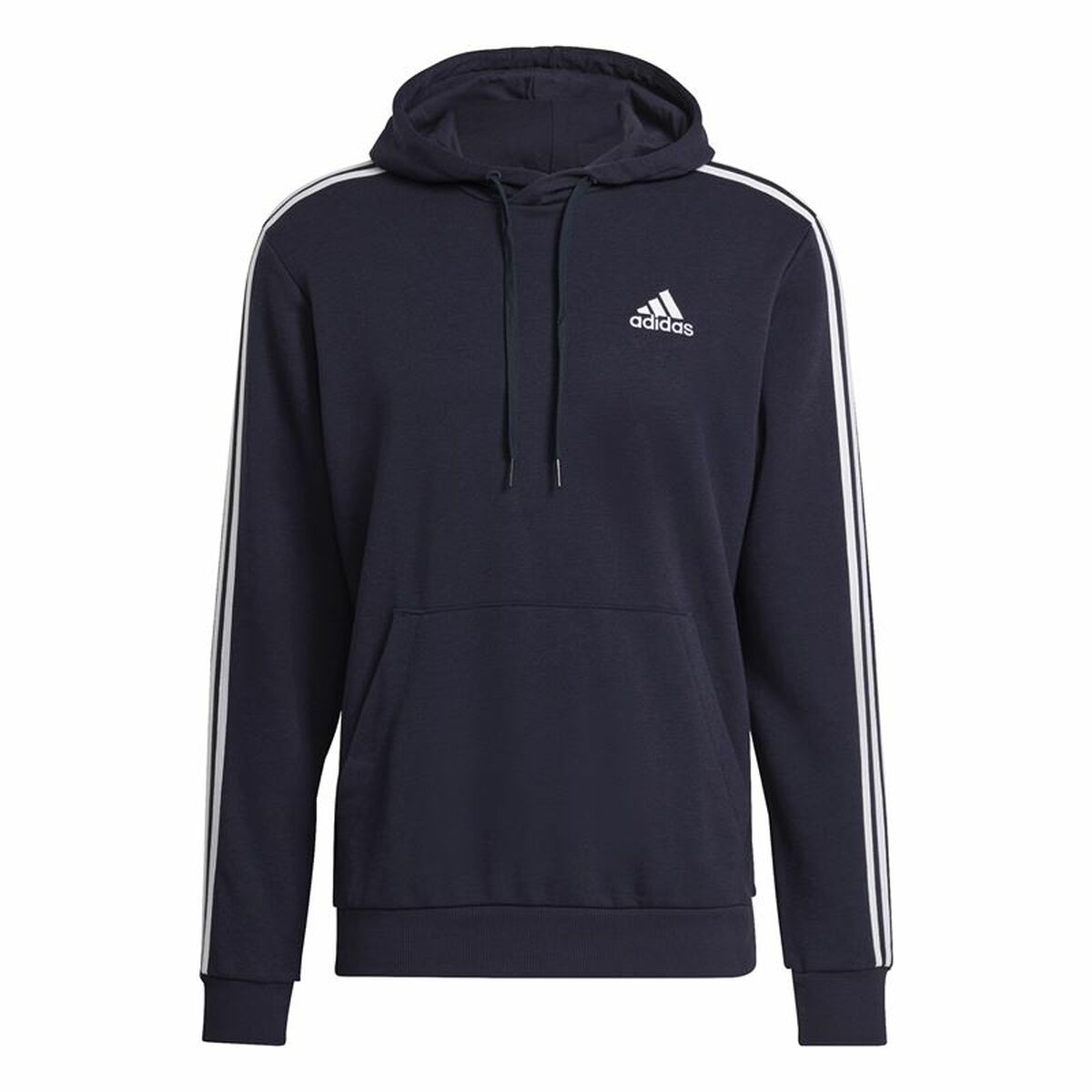 Felpa con Cappuccio Uomo Adidas Essentials 3 Stripes Blu Marino Taglia:M