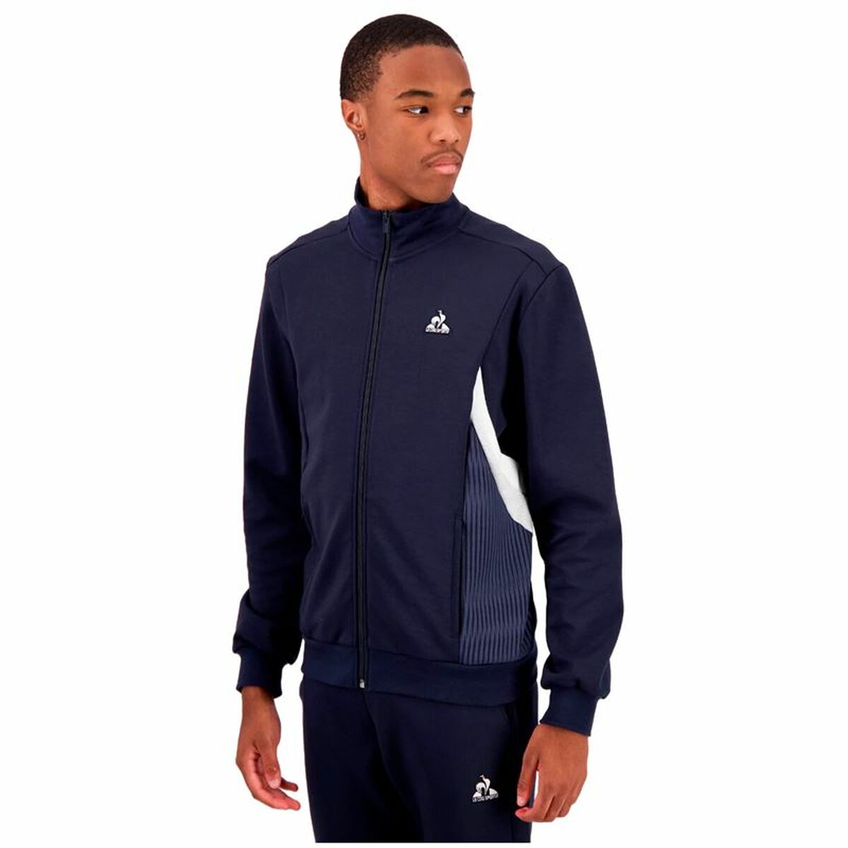 Felpa senza Cappuccio Uomo Le coq sportif Heritage Fz Sweat N°1 Blu scuro Taglia:L