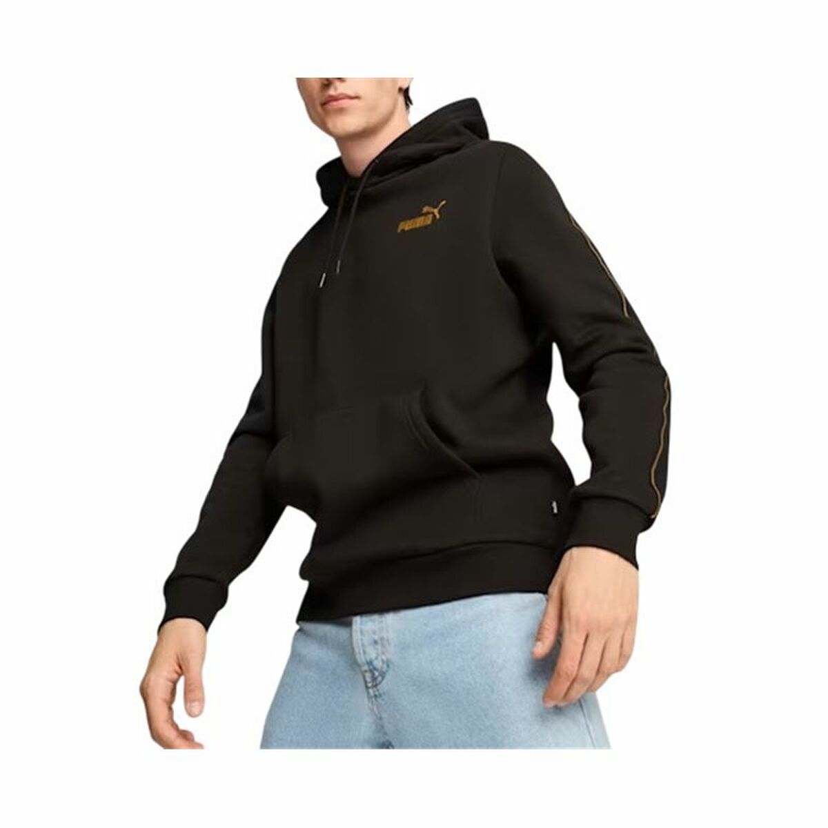 Felpa con Cappuccio Uomo Puma Ess Tape Minimal Gold Fl Nero Taglia:M - Image 4