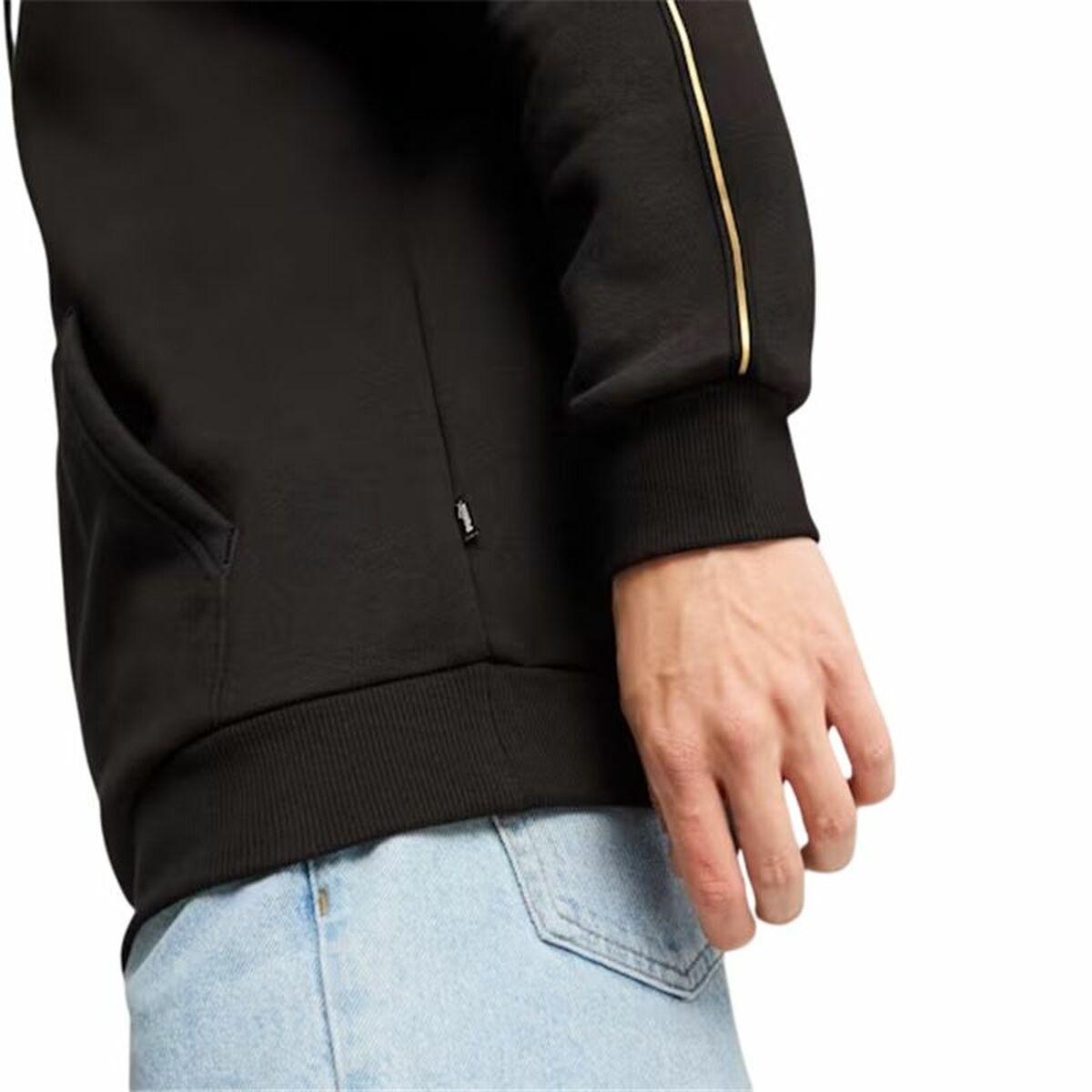 Felpa con Cappuccio Uomo Puma Ess Tape Minimal Gold Fl Nero Taglia:M - Image 6
