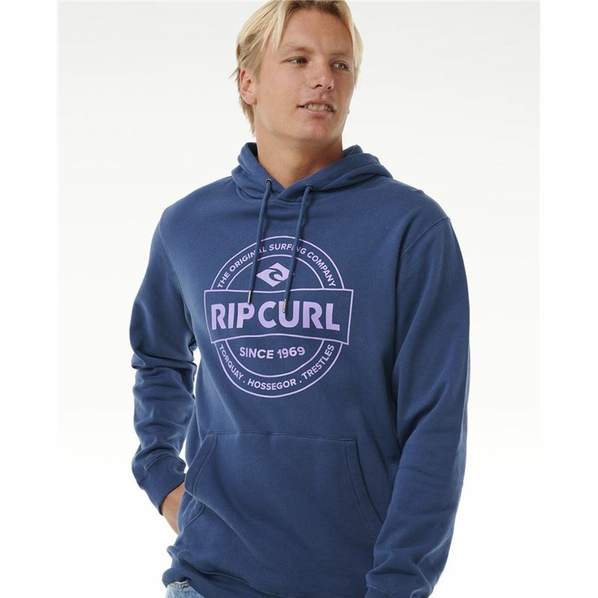 Felpa con Cappuccio Uomo Rip Curl Stapler Hood Azzurro Taglia:S - Image 4
