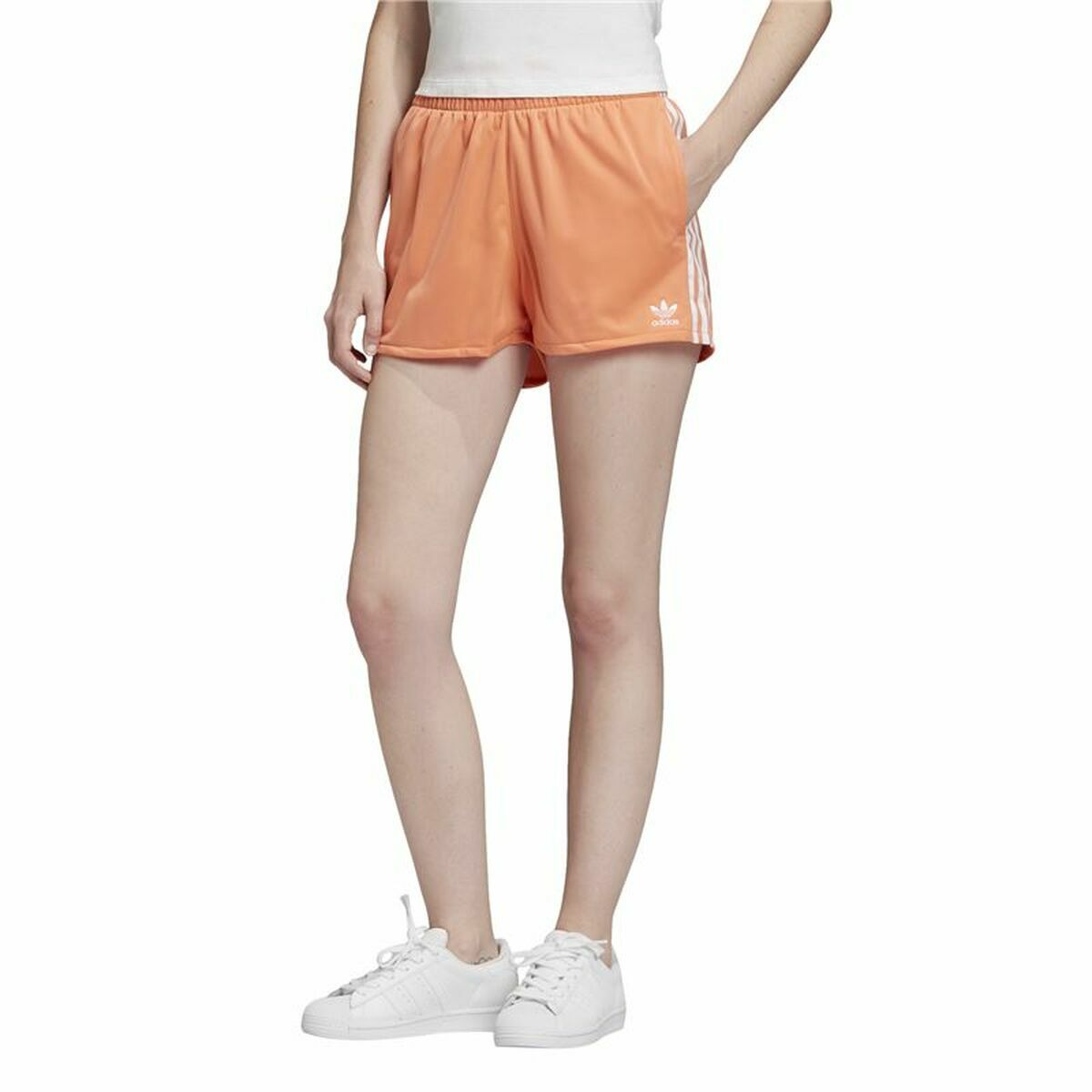 Pantaloncini Sportivi da Donna Adidas  3 Stripes  Arancio Taglia:40