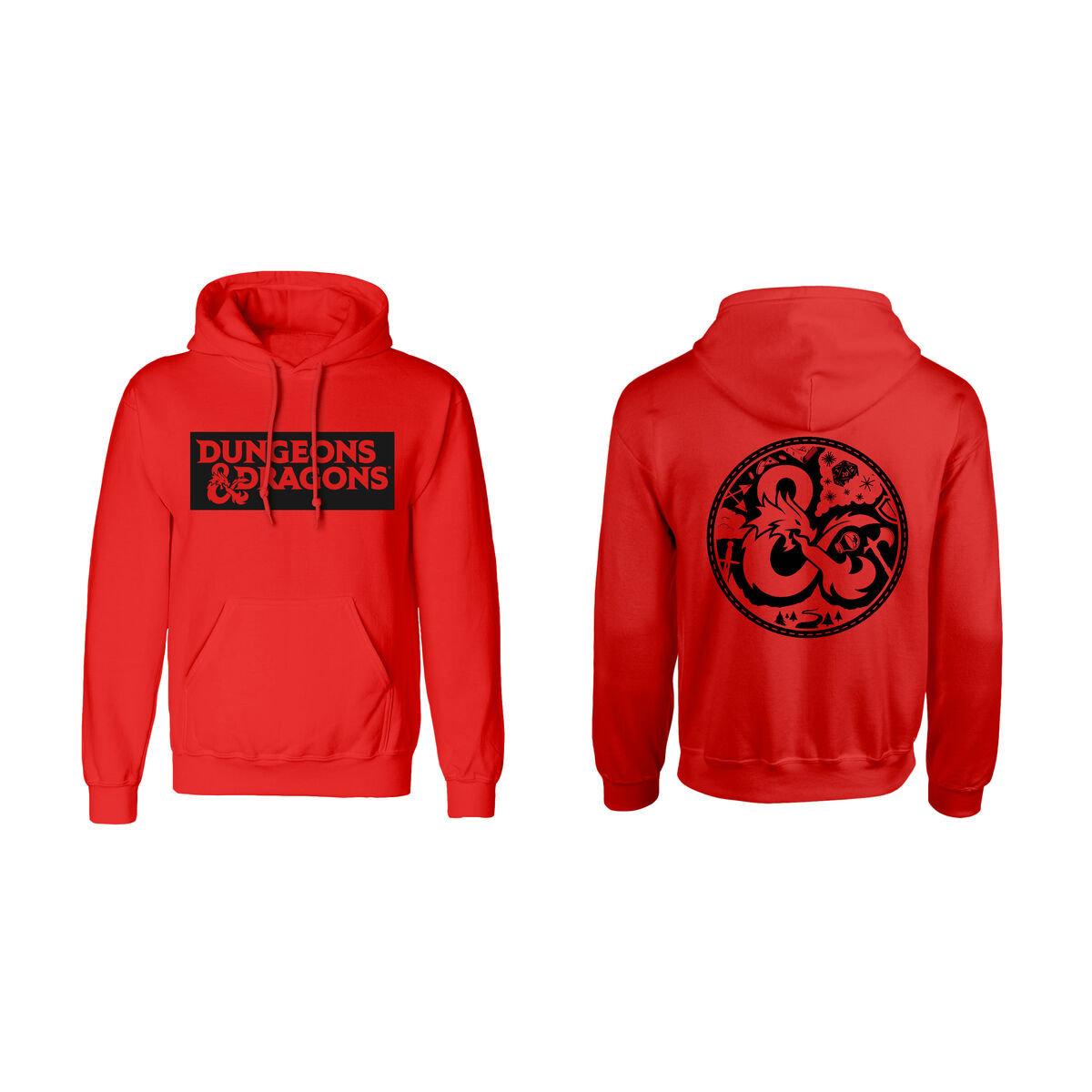 Felpa con Cappuccio Unisex Dungeons & Dragons Logo Rosso Taglia:XXL