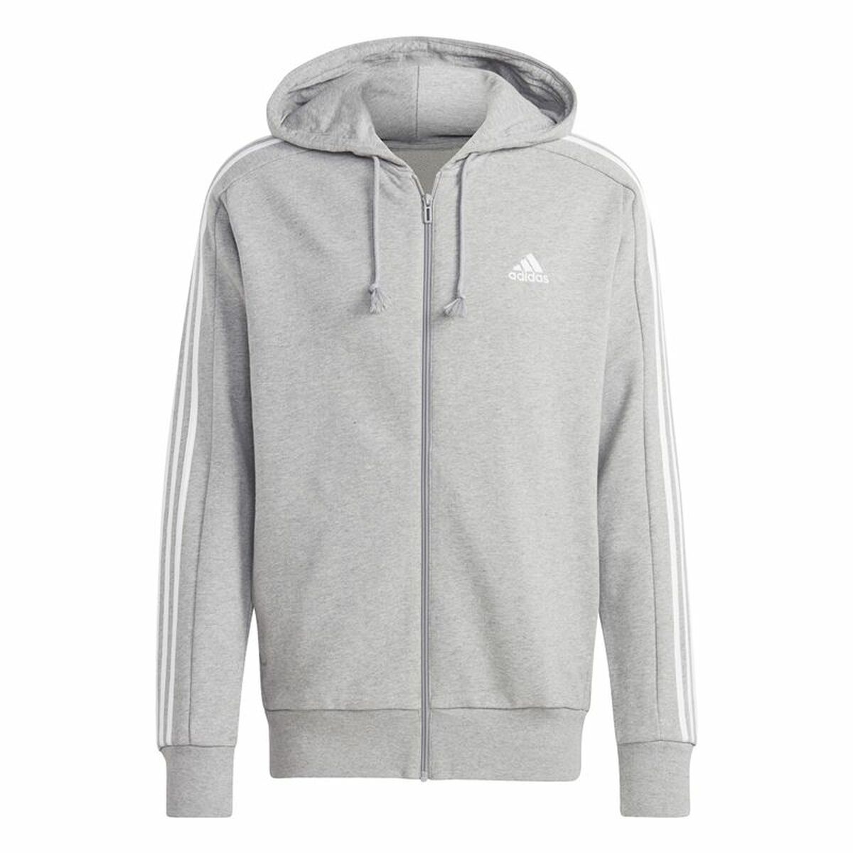 Felpa con Cappuccio Uomo Adidas 3S Ft Fz Hd Grigio Taglia:XS