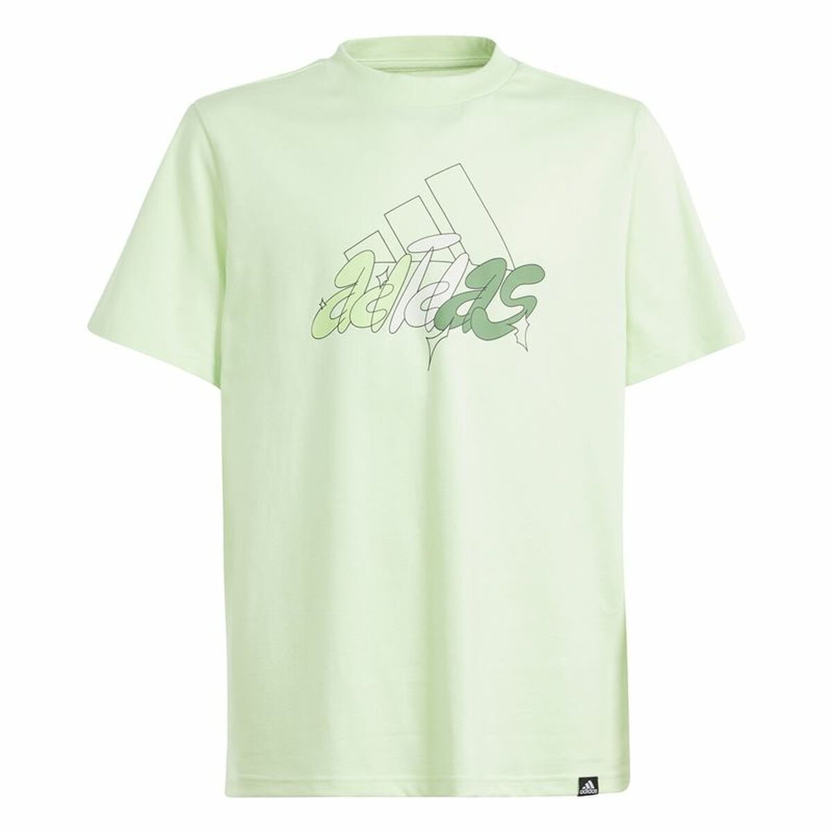 Maglia a Maniche Corte Adidas Table Illustrated Verde Chiaro Taglia:15-16 Anni