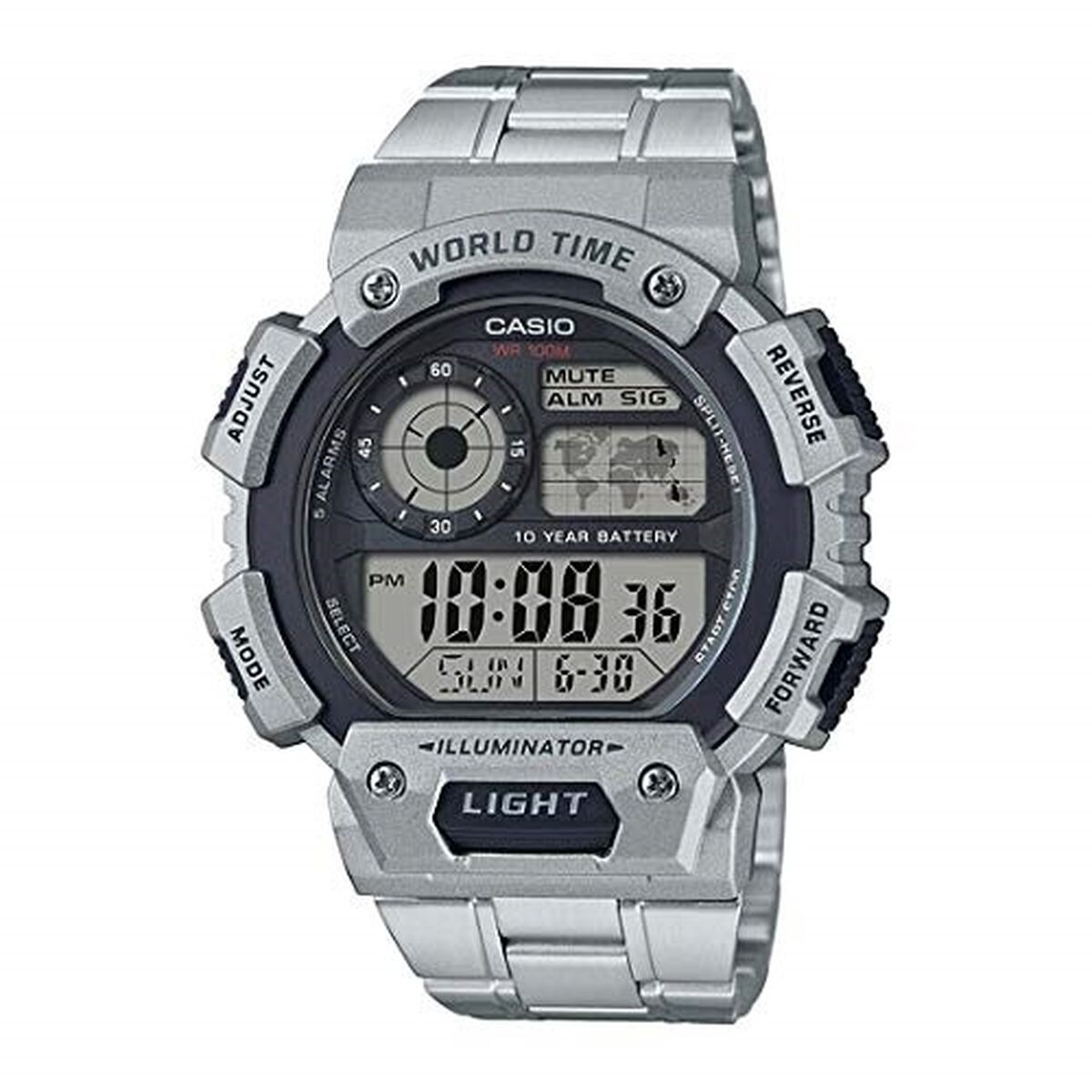 Orologio Uomo Casio ILLUMINATOR WORLDTIME Nero Argentato (Ø 48 mm)