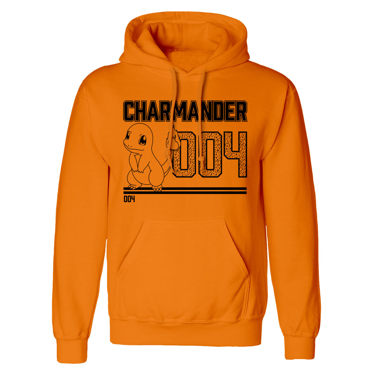 Felpa con Cappuccio Unisex Pokémon Charmander Line Art Arancio Taglia:L