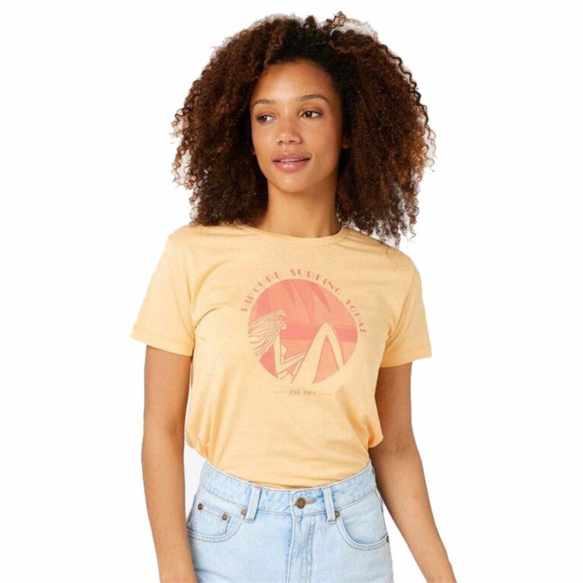 Maglia a Maniche Corte Rip Curl Re-Entry Crew  Beige Taglia:XS