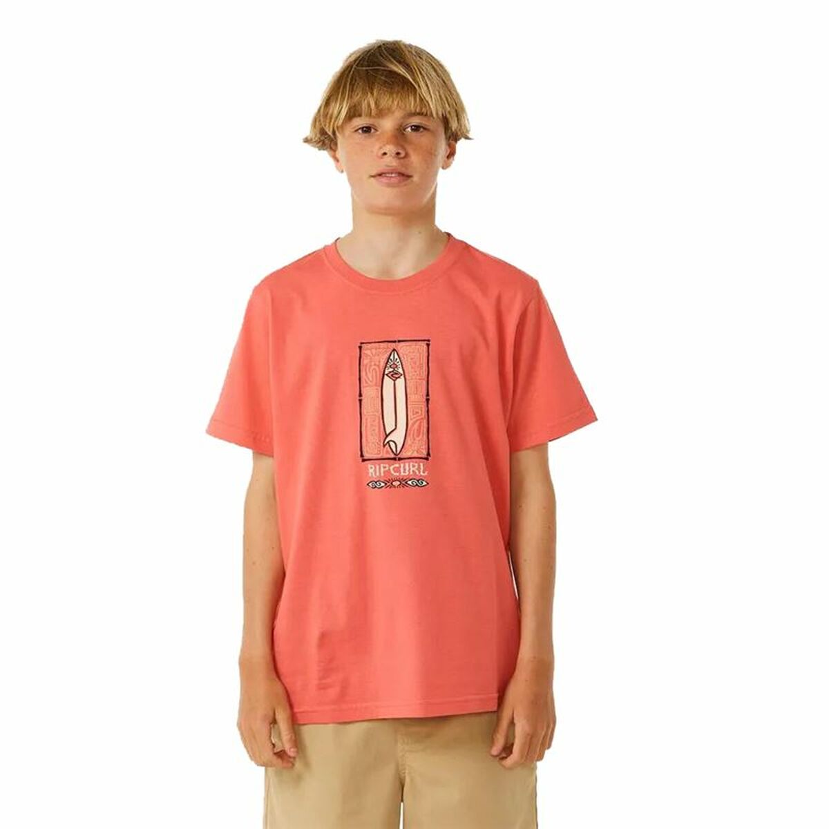 Maglia a Maniche Corte Uomo Rip Curl Lost Island Arancio Taglia:16 Anni