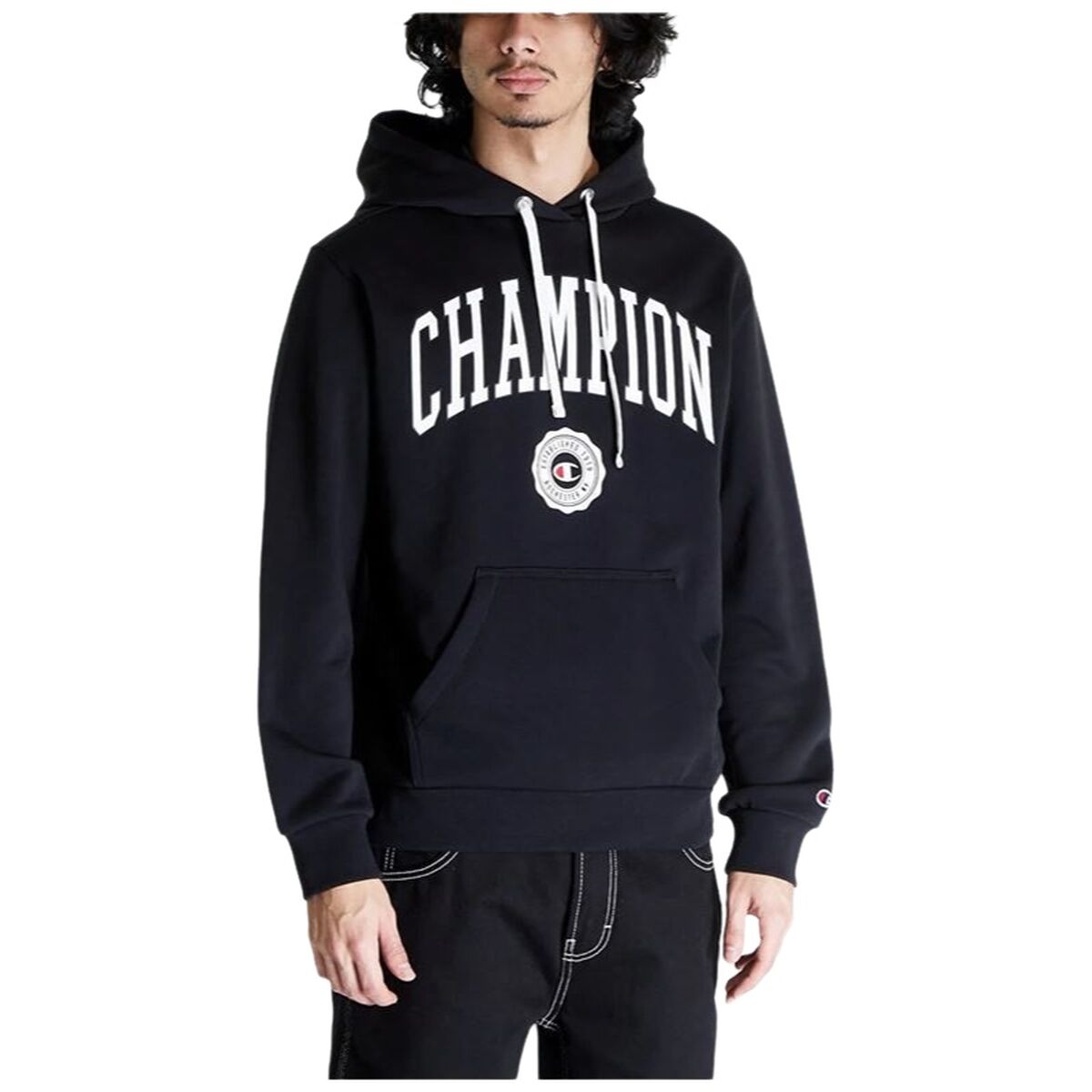 Felpa con Cappuccio Uomo Champion Nero Taglia:L