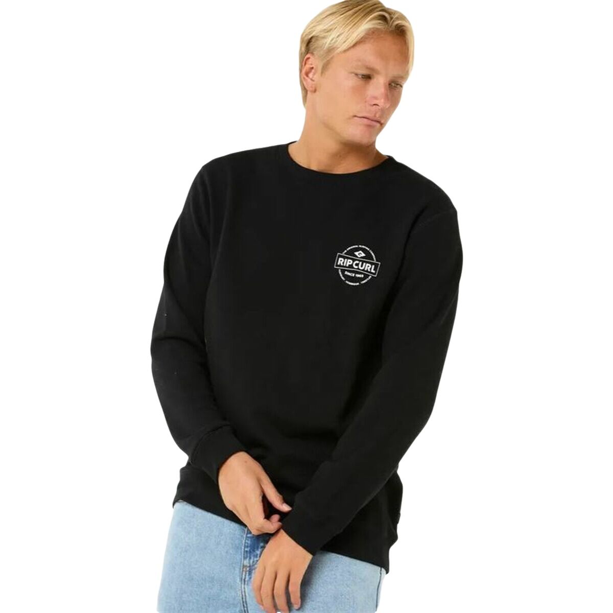 Felpa senza Cappuccio Uomo Rip Curl Stapler Crew Nero Taglia:L
