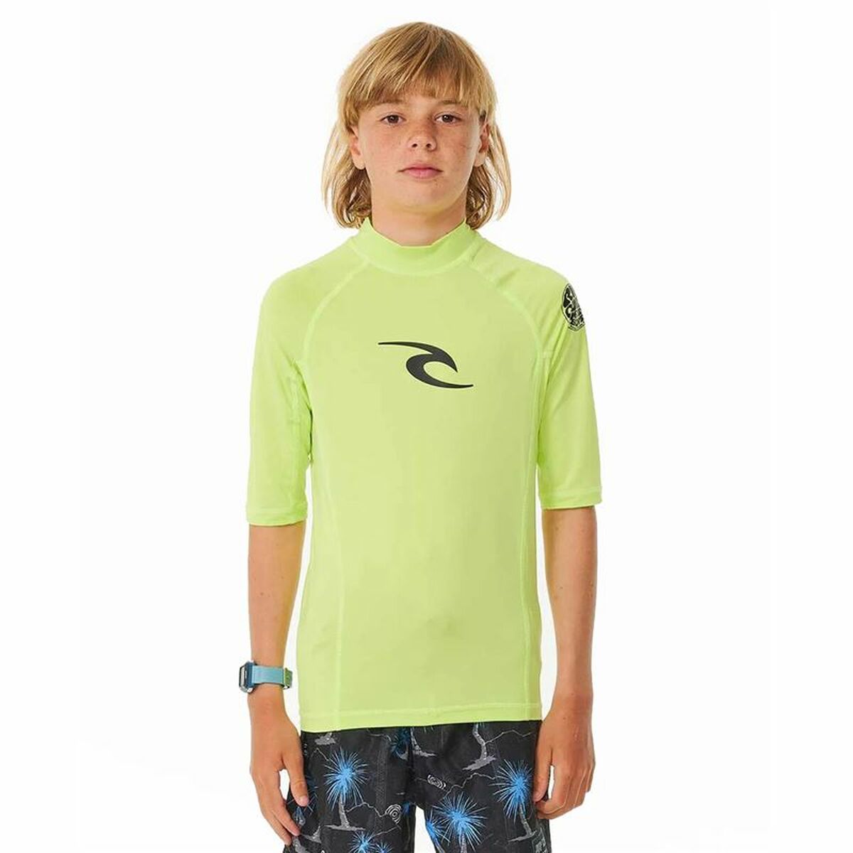 Maglia a Maniche Corte per Bambini Rip Curl Wave Upf Verde limone Taglia:16 Anni