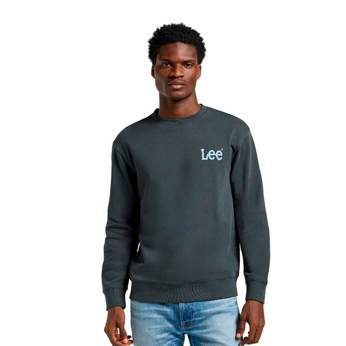 Felpa senza Cappuccio Uomo Lee Wobbly Lee Sws Nero Grigio scuro Taglia:S