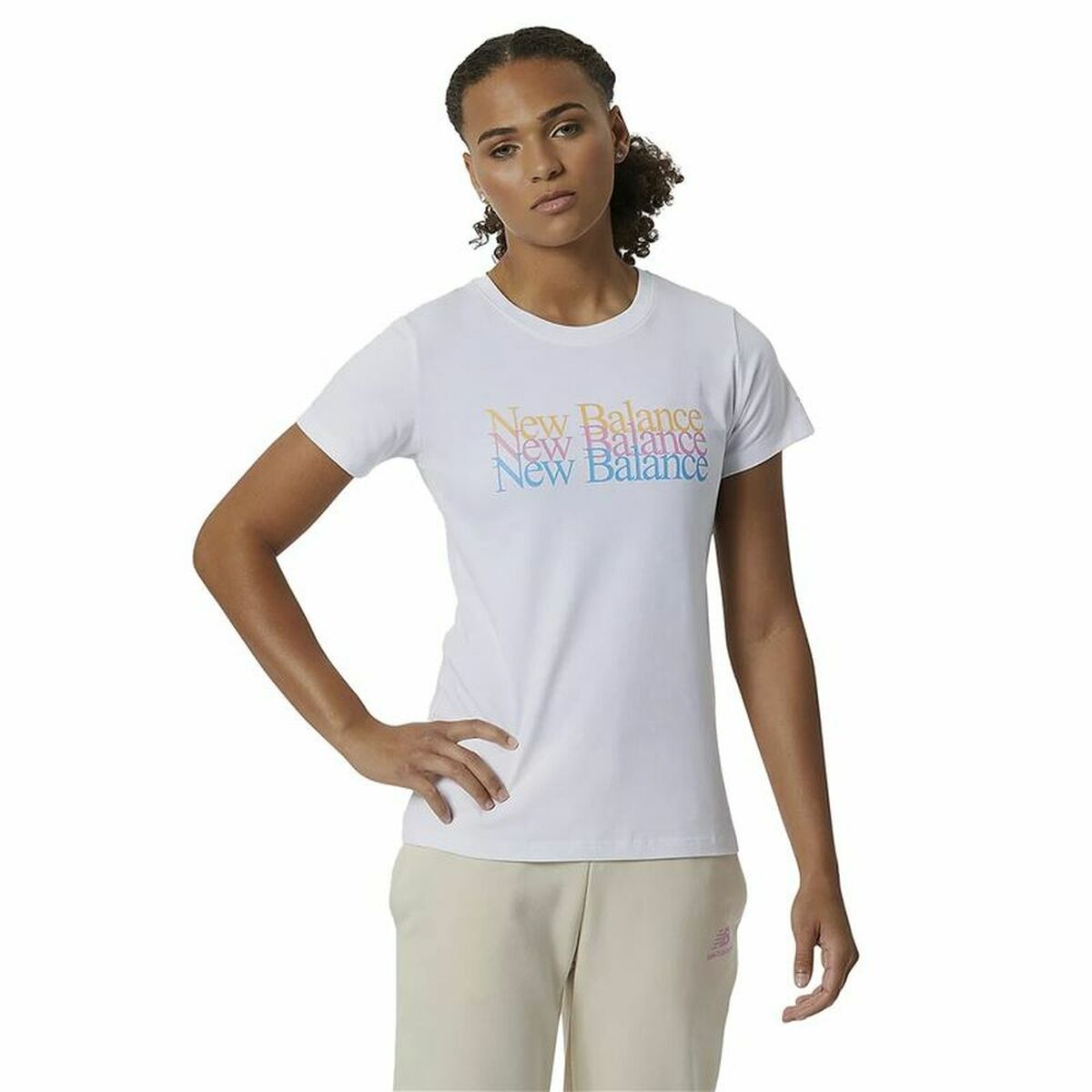 Maglia a Maniche Corte Donna New Balance Essentials Celebrate Bianco Taglia:XS