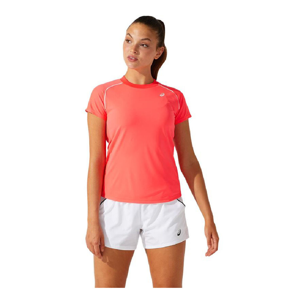 Maglia a Maniche Corte Donna Asics Court Piping Arancio Corallo Taglia:S