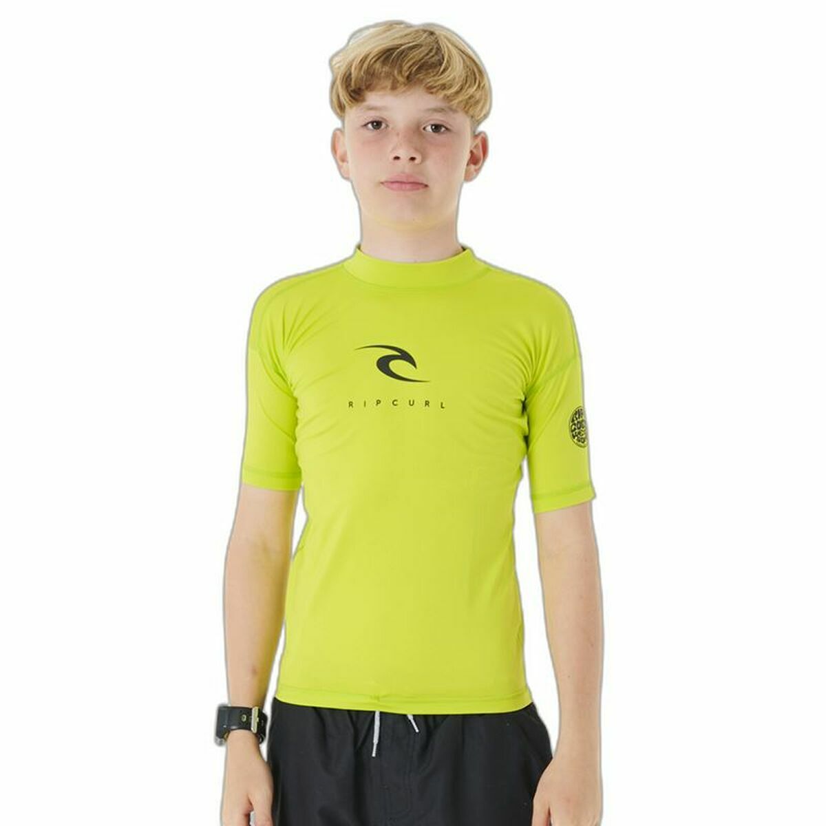 Maglia a Maniche Corte per Bambini Rip Curl Corps S/S Rash Giallo Surf Lycra Taglia:16 Anni