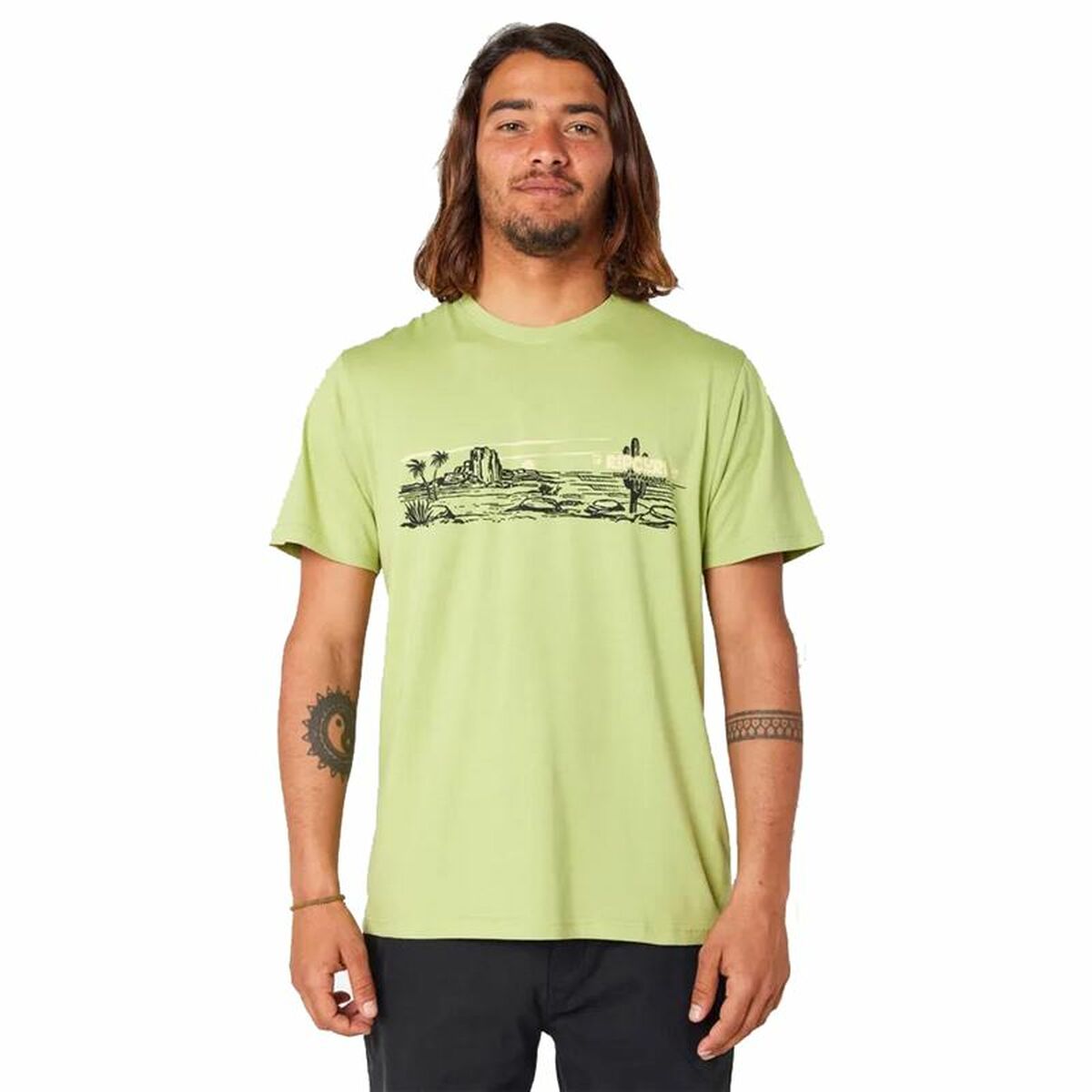 Maglia a Maniche Corte Uomo Rip Curl Paradise Land Verde Chiaro Taglia:M