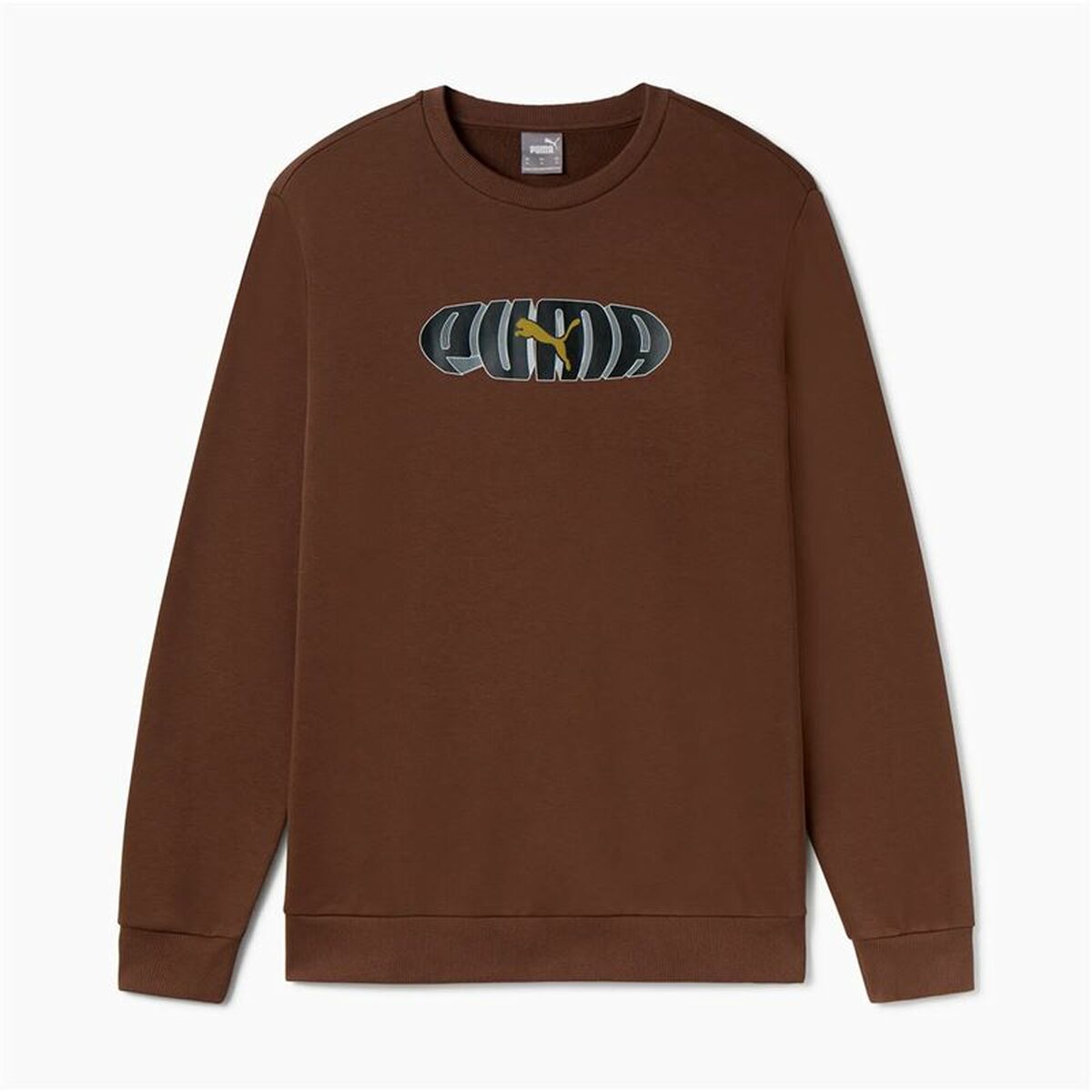 Felpa senza Cappuccio Uomo Puma Essentials+ Graphic Crew Fl Hombre Marrone Taglia:L