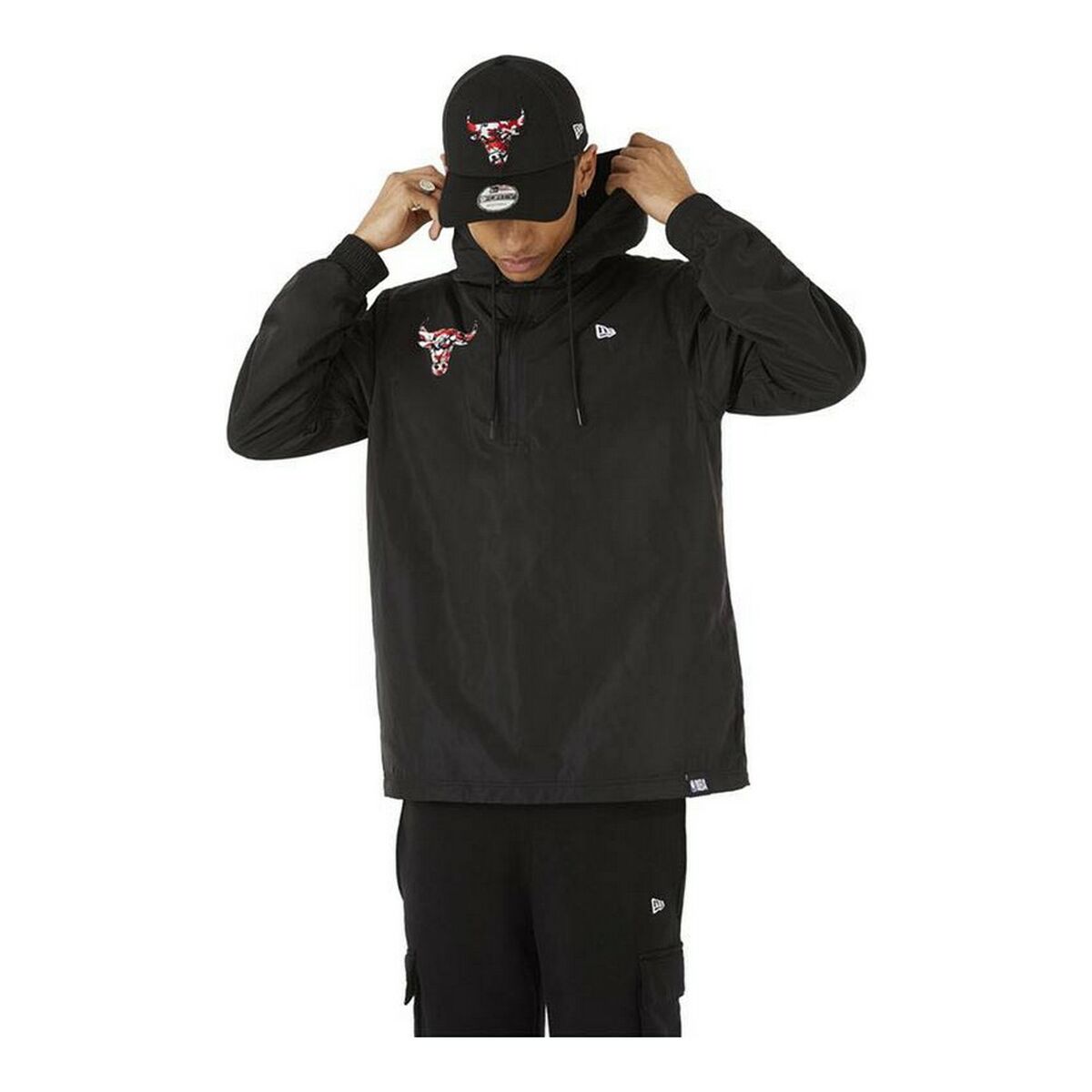Felpa con Cappuccio Uomo New Era Chicago Bulls Nero Taglia:L