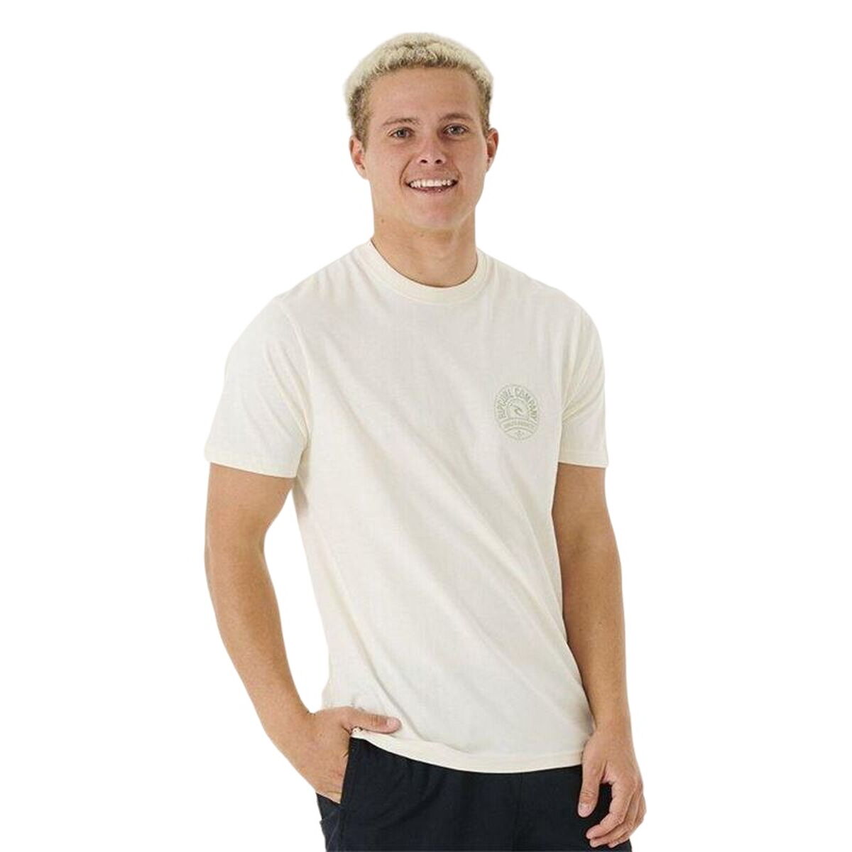 Maglia a Maniche Corte Uomo Rip Curl Stapler Bianco Taglia:L