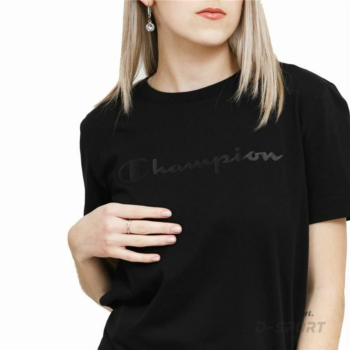 Maglia a Maniche Corte Donna Champion Crewneck  Nero Taglia:M