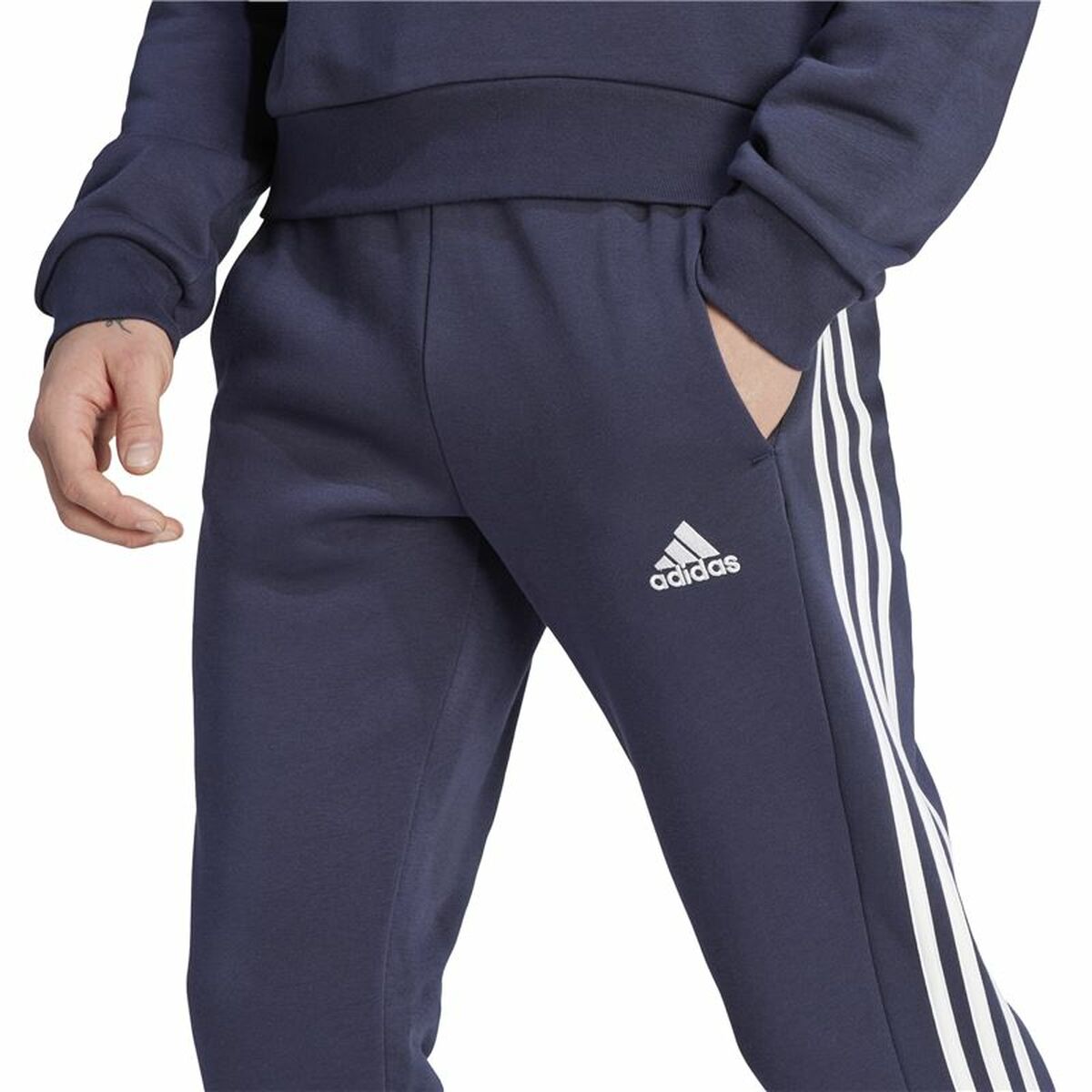 Pantalone Lungo Sportivo Adidas 3S Fl Tc Pt Nero Uomo Taglia:S - Image 3