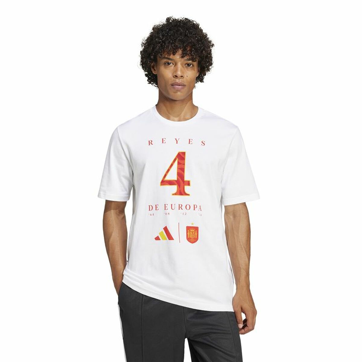 Maglia a Maniche Corte Uomo Adidas España Campeones de Europa Bianco Taglia:XL