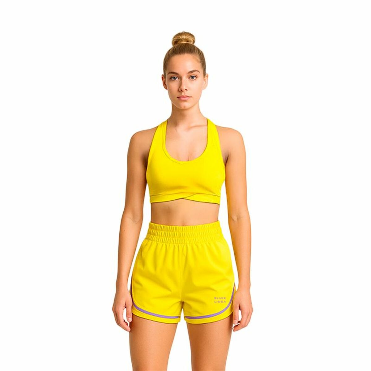 Top Sportivo Donna Black Limba Giallo Fitness Taglia:S
