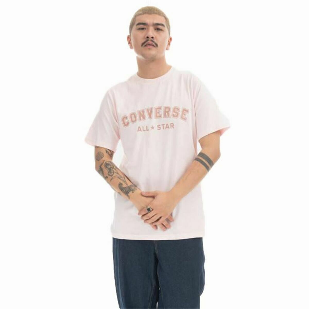 Maglia a Maniche Corte Uomo Converse Classic Fit All Star Single Screen Rosa chiaro Taglia:XS