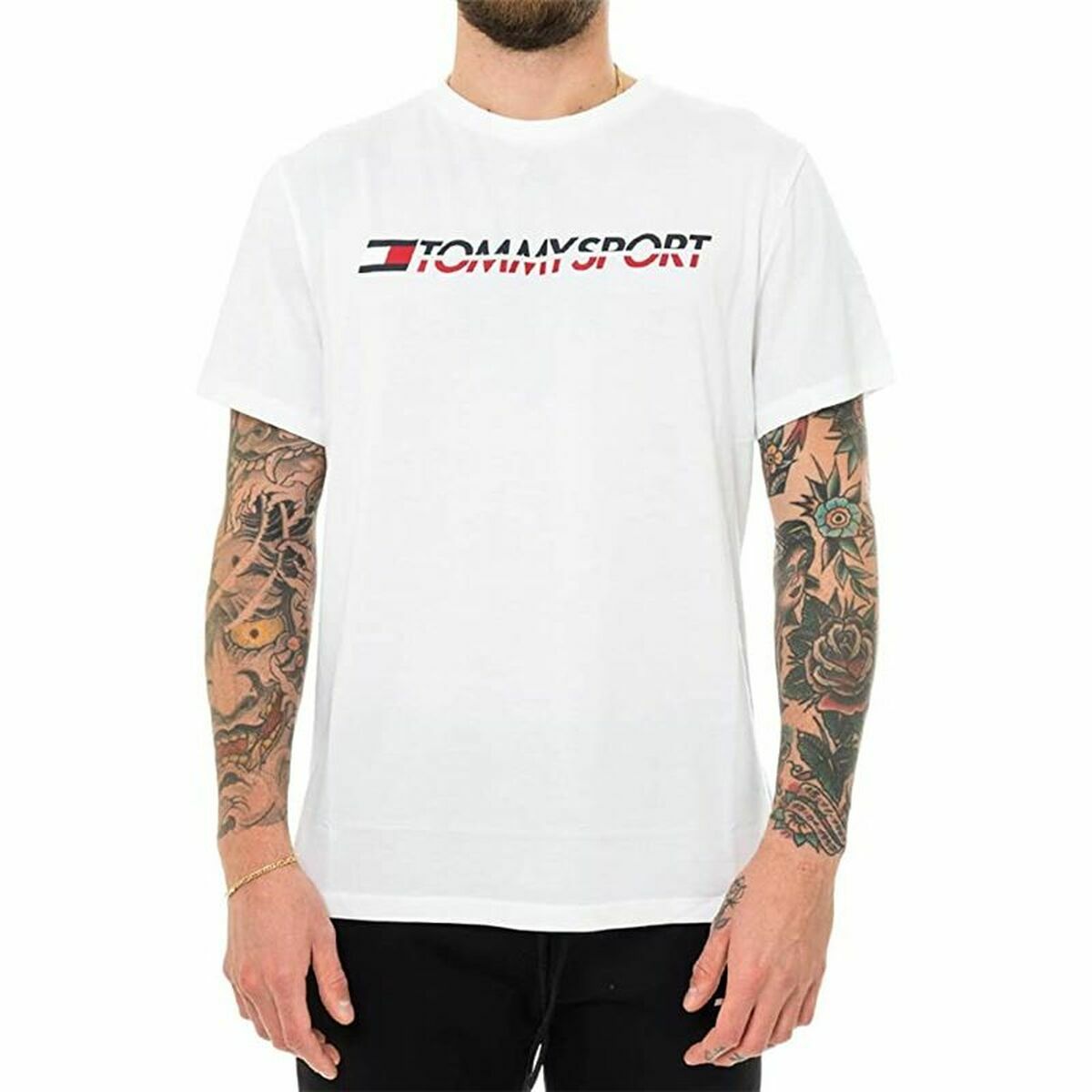 Maglia a Maniche Corte Uomo Tommy Hilfiger Logo Chest Bianco Taglia:L