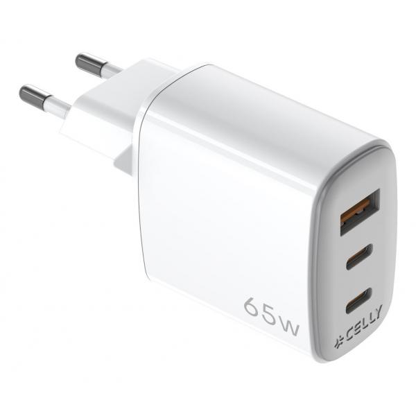Caricabatterie da Parete Celly UPTC1USB2USBC65 Bianco