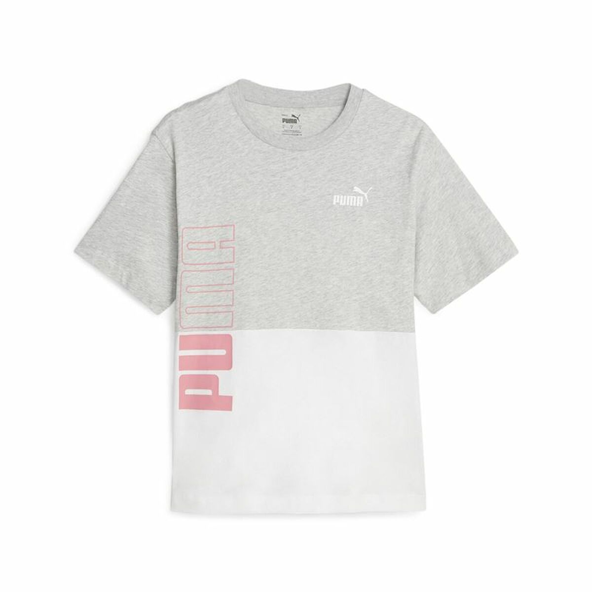 Maglia a Maniche Corte Donna Puma Power Colorblock Bianco Grigio Taglia:S