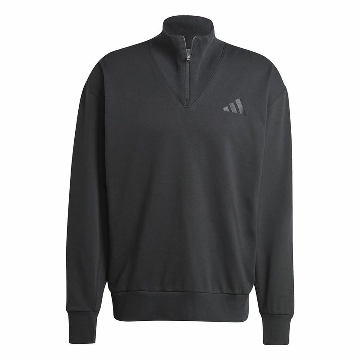 Felpa senza Cappuccio Uomo Adidas All Szn Fleece 1/4 Zip Crew Nero Taglia:L