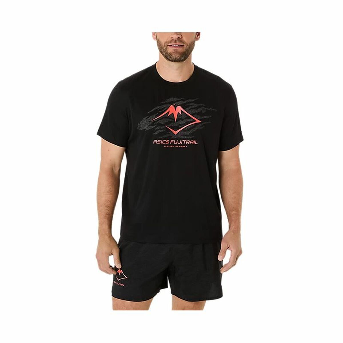 Maglia a Maniche Corte Uomo Asics Fujitrail Logo Ss Top Nero Taglia:L