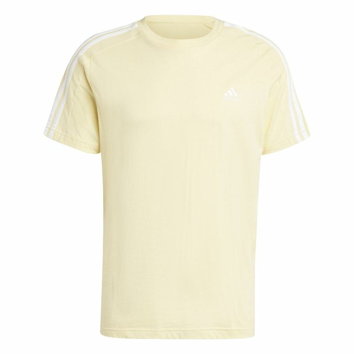 Maglia a Maniche Corte Uomo Adidas Essentials Single Jersey 3-Stripes Giallo Taglia:L