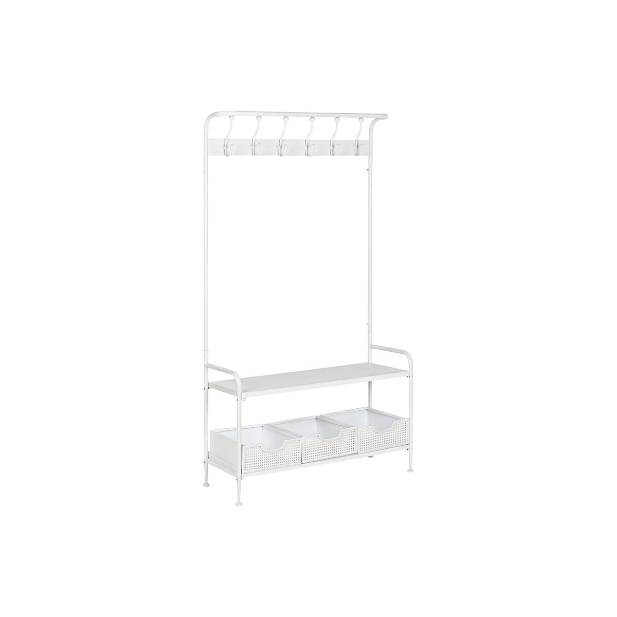 Appendiabiti con ripiano Home ESPRIT Bianco Metallo Loft 110 x 36 x 186 cm
