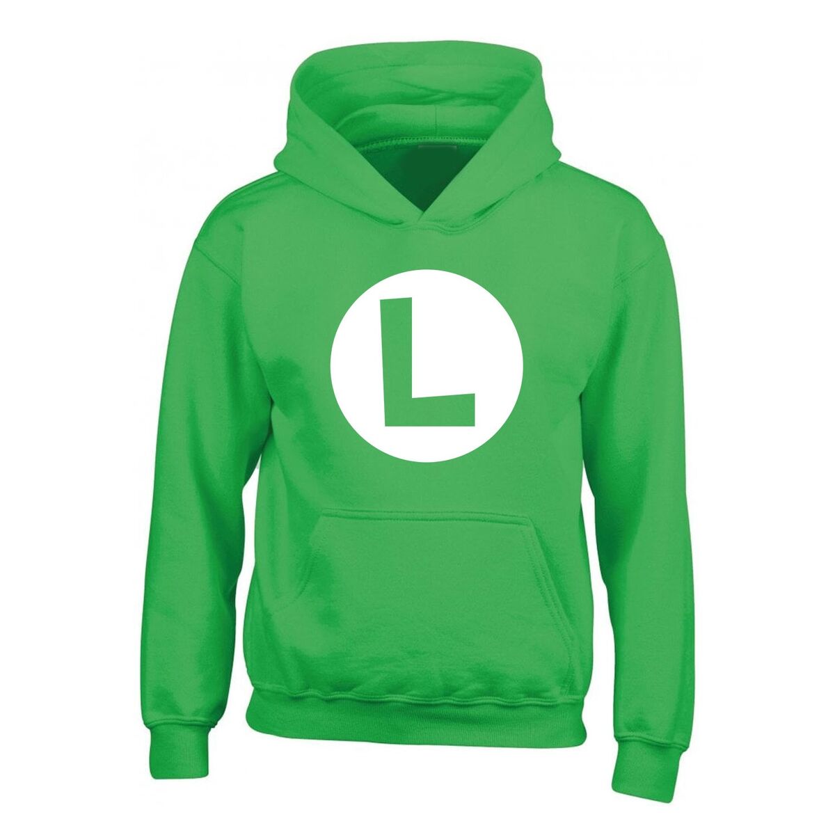 Felpa con Cappuccio Unisex Super Mario Luigi Badge Verde Taglia:Taglia - 9-11 Anni