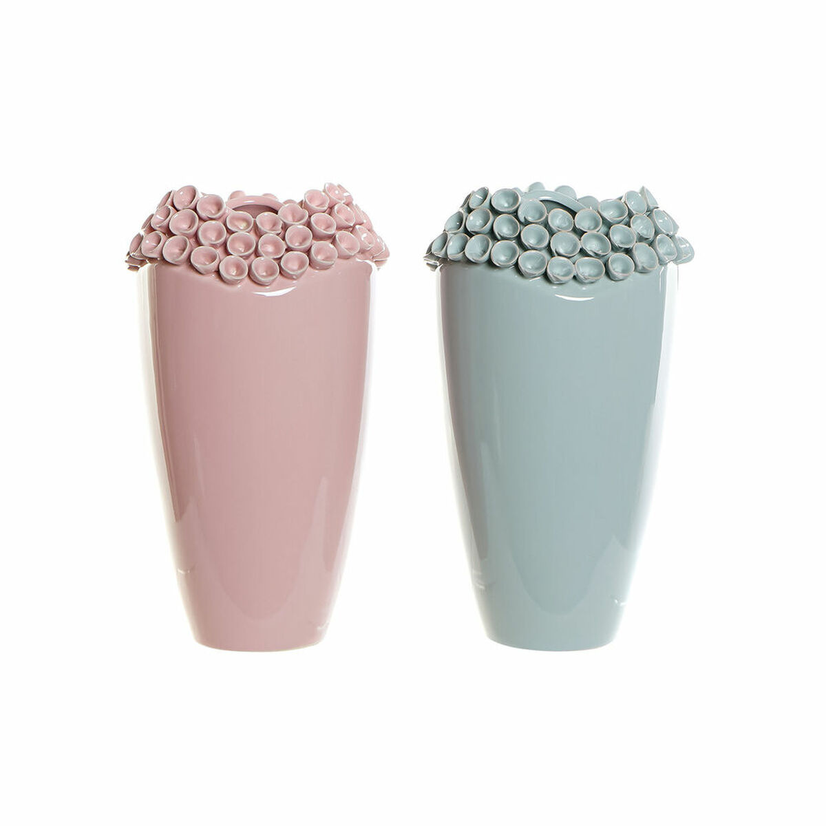Vaso DKD Home Decor Rosa Turchese Gres Mediterraneo (2 pcs) (19 x 19 x 33 cm)